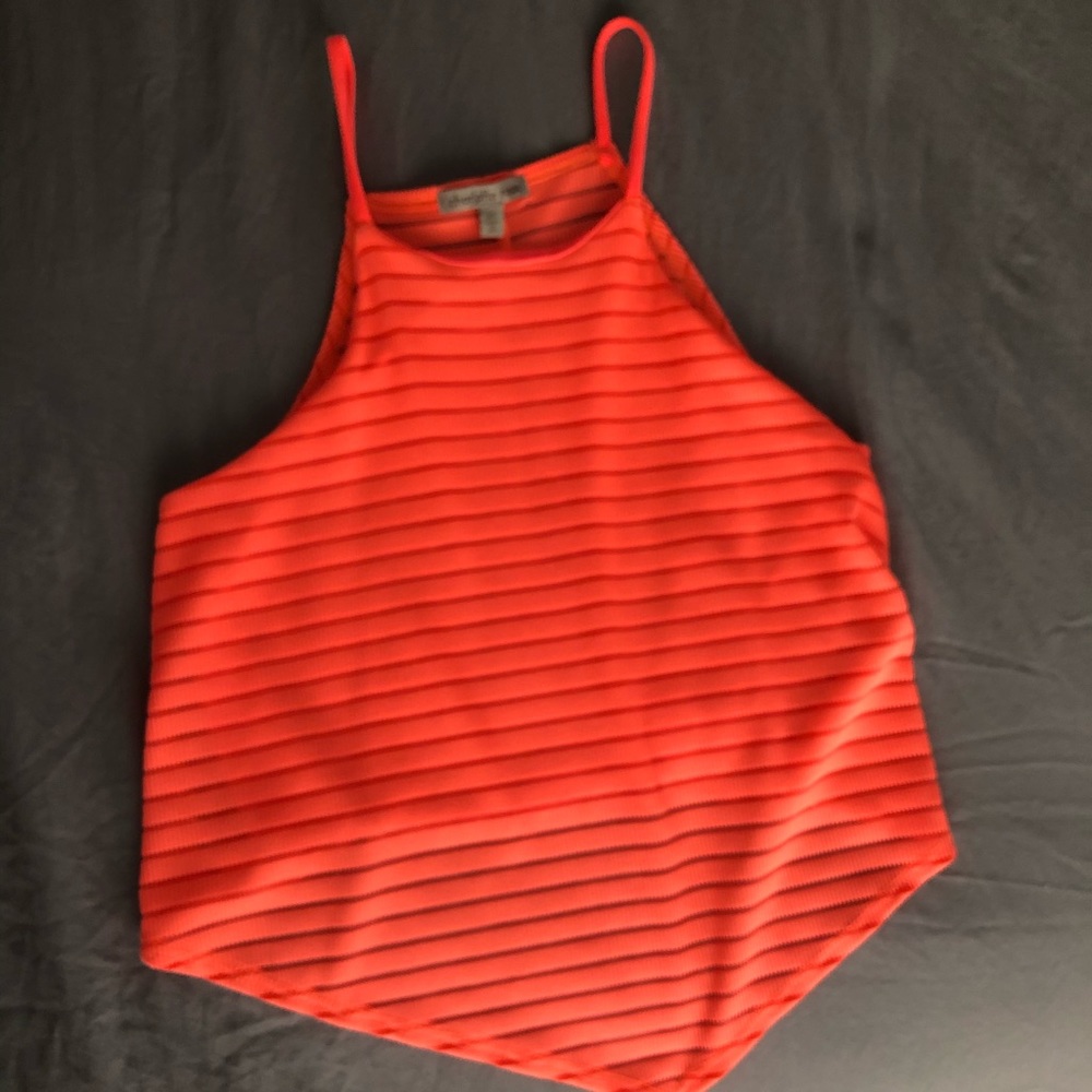 Coral halter crop top